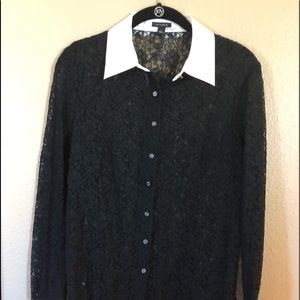 Ann Taylor button up lace blouse
